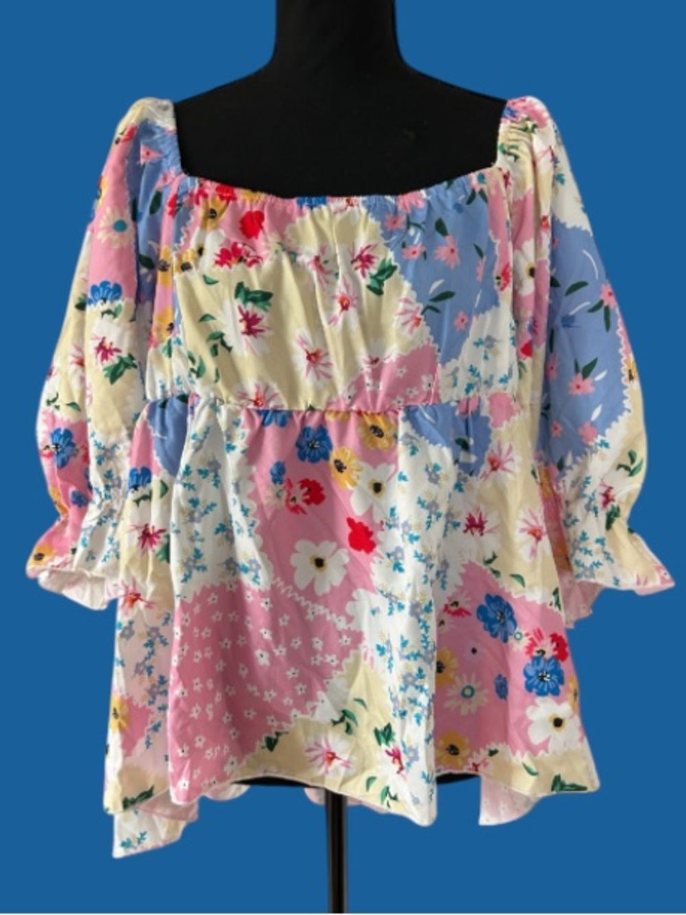 🌺 SHEIN CURVE GORGEOUS PATCHWORK FLORAL PEPLUM BLOUSE!